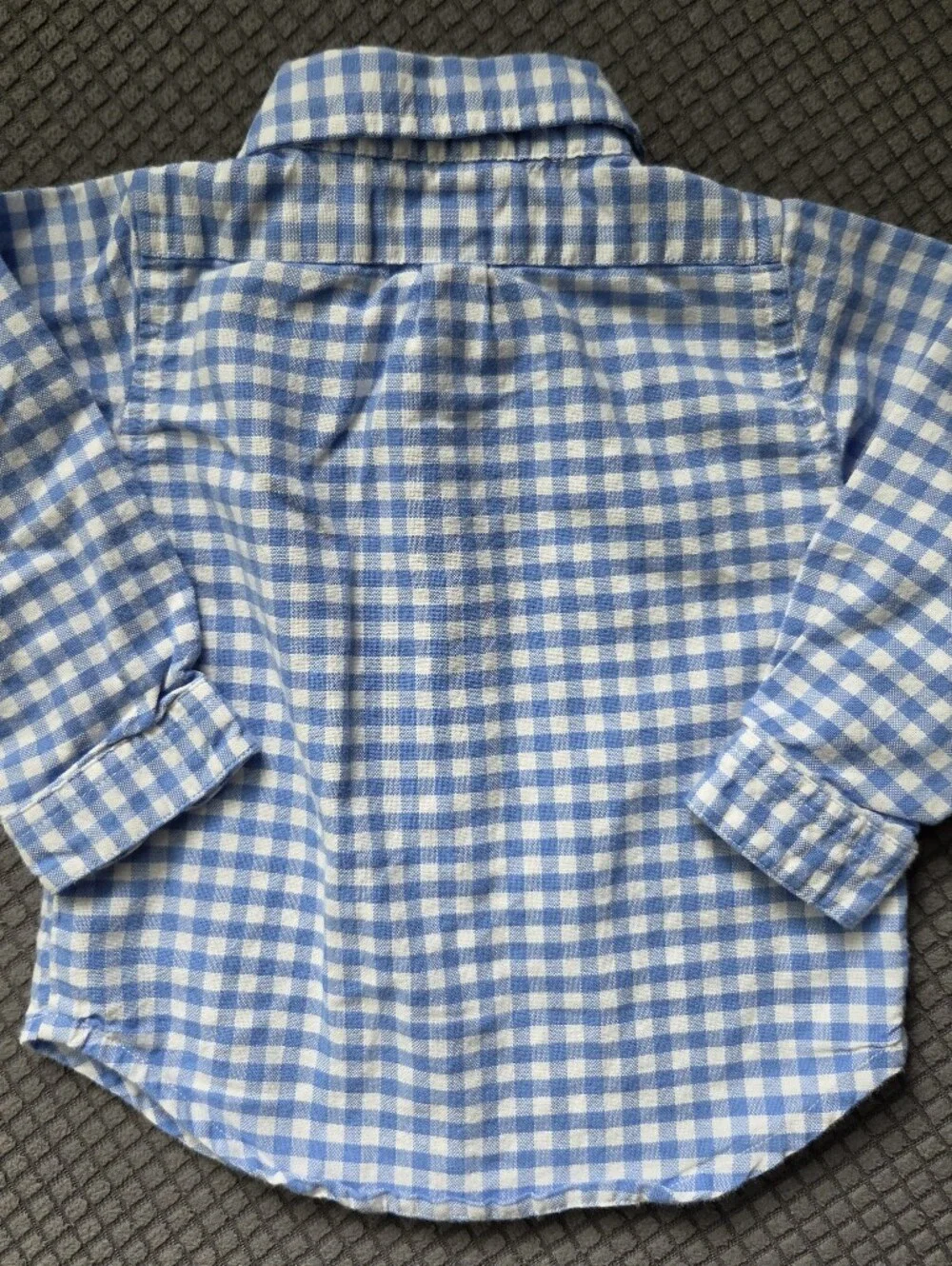 Ralph Lauren Blue and White Gingham Button-Down Shirt for Kids 6M